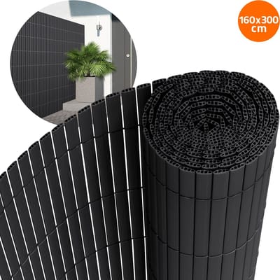 Privacyscherm mat 160x300 cm Privacyscherm hek Windscherm balkonscherm PVC antraciet UV-bestendig