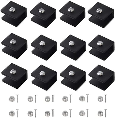 Cosensi- Glassteun - Set van 12 - Aluminium - Verstelbaar - Voor glas 6-8 mm - Robuust en duurzaam - Geschikt voor binnen en buiten - Glasklem