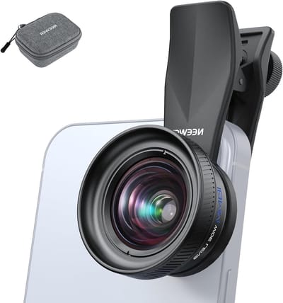 Wide Angle Lens 18mm met Clip voor 17mm Draad, FOV 100°, 0.5x Vergroting voor Mobiele Fotografie en Smartphones