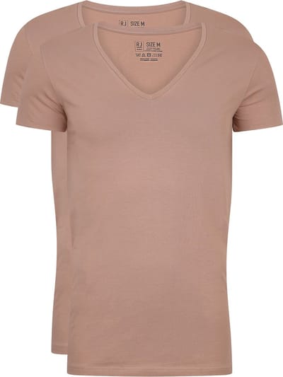 RJ Everyday 2-Pack Nijmegen T-Shirt Diepe V-Hals Zand M