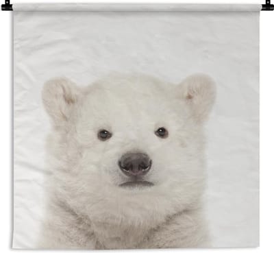 Wandkleed Animalprintshop - IJsbeertje - Portret dierenprint kinderkamer Wandkleed katoen 150x150 cm - Wandtapijt met foto