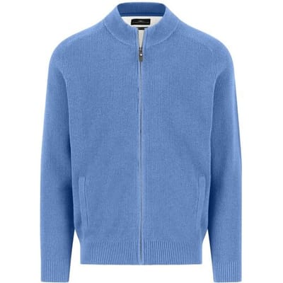 Fynch-Hatton Vest Stand-Up Zip Collar Supersoft Subtle Texture Cotton Crystal Blue / male