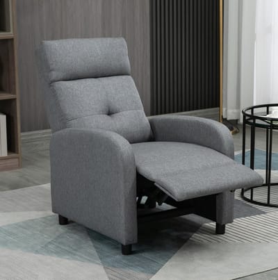 MIVRAY Relaxfauteuil 67 x 87 x 98 cm - Handmatig Verstelbaar Tot 155 Graden Met Voetensteun - Voor Woonkamer En Tv-Hoek - Stof Grijs