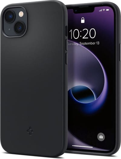 Geschikt voor Spigen Apple iPhone 14 Plus Silicone Fit Hoesje Geschikt voor Mag Zwart