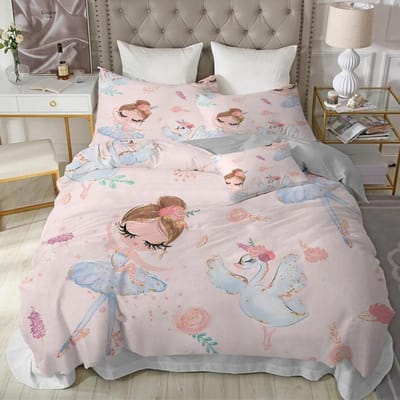 Parure de lit princesse pour enfants, jolie parure de lit 150 x 200 cm, housse de couette et taie d'oreiller, motif château, pour lit simple, 200 x 200 cm. 200x200cm 3pcs