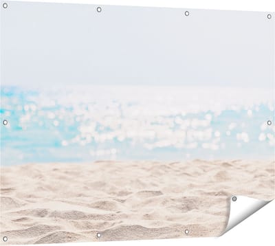Gards Tuinposter Helder Witte Strand met Zee Uitzicht - 120x90 cm - Tuindoek - Tuindecoratie - Wanddecoratie buiten - Tuinschilderij