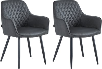 Colenis® - Beverly Eetkamerstoel - Set van 2- Antraciet - Microvezel - Met armleuning