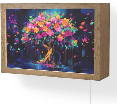 Wandlamp 30x20 cm - Oplaadbaar - Boom - Bloemen - Magisch - Gekleurde - Wandlampen binnen woonkamer - Slaapkamer lamp met kabel - Decoratieve nachtlamp - Vloerlamp snoer