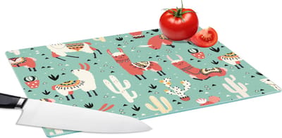 Glazen Snijplank - 39x28 - Lama - Patronen - Cactus - Snijplanken Glas