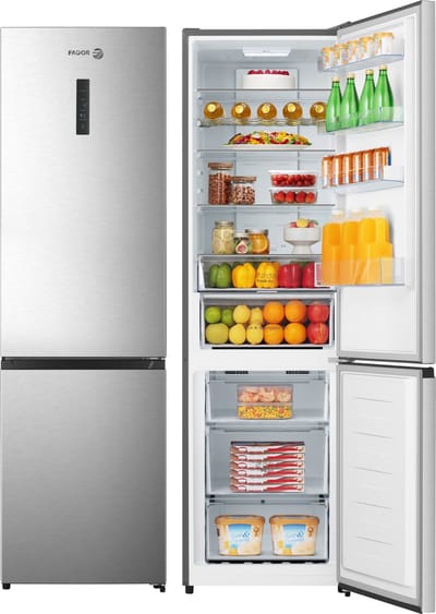 FAGOR Koel-Vriescombinatie - NoFrost - FCB336EEX - H 2m B 60cm - Inox Look - Fresh Box - NoFrost - XL 336 Liter