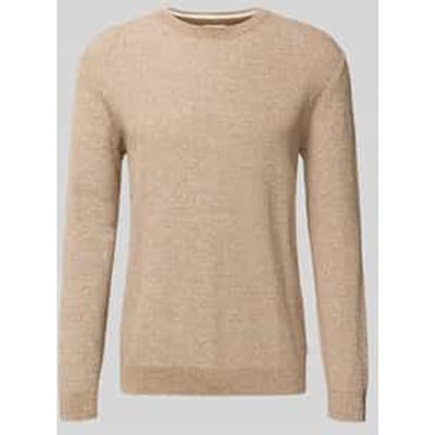 Tom Tailor - Gebreide trui van katoen - Maat S - brown offwhite twotone