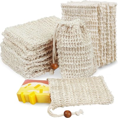 Zeepzakjes Scrub - Sisal Zeepzakjes - Douche Gebruik - 100% Natuurlijk Materiaal - 15x10cm