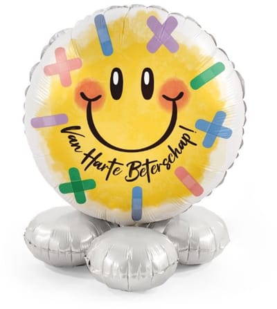 Beterschap - Smiley met pleister - Ballonnen set met standaard - Everloon