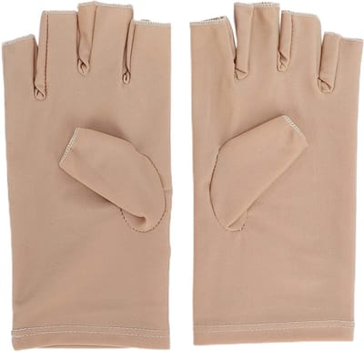 Anti-UV Handschoenen voor Nagelkunst - Professionele Bescherming tegen UV-Straling, Zonnebrand en Schade - Ideaal voor Thuis en Buiten Gebruik (Beige)
