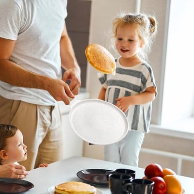 Burger Steak Pan - Omelet Bakplaat - Ontbijt Maken - Anti-aanbaklaag - 24 cm - Wit