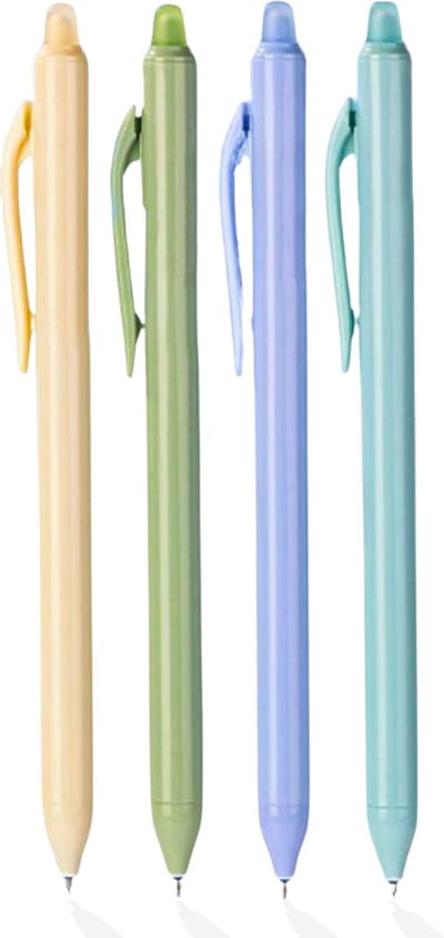 Ainy - Monochrome Uitwisbare Pen - set van 4 blauwe uitgumbare pennen voor in je etui - stijlvol balpen / balpennen voor college en werkomgeving