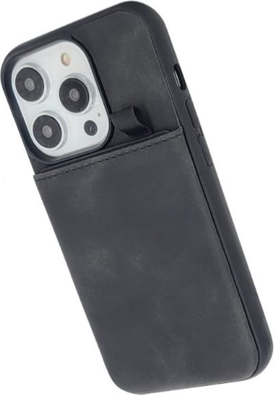 Casemania - iPhone 16 Pro - Backcover - Pasjeshouder - Suede - Zwart