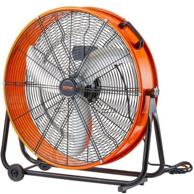 VEVOR Drum Fan, 24-inch vloerventilator, industriële ventilator met 3 versnellingen, 8600 CFM, 360° verstelbaar, windmachine, halventilator, trommelblazer voor magazijn, werkplaats, fabriek, kelder