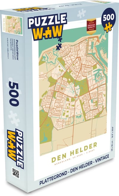 Puzzel Plattegrond - Den Helder - Vintage - Legpuzzel - Puzzel 500 stukjes - Stadskaart