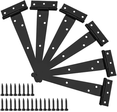 Dailygoods- Scharnieren 12 Inch - T-scharnieren - Zwart - 6 Stuks - Roestbestendig - Geschikt voor Schuur/Poortdeur - Deurscharnier