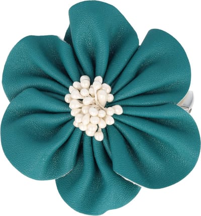 Haarsoires Haarspeld Duckklem & Broche 7cm – Lederlook Bloemvorm – Zeegroen – Set van 2 - Sterke Haarclip voor Styling & Dagelijks Gebruik - Hair Clip - Decoratieve Haaraccessoire