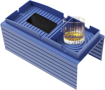 Bankplank - Onderzetter Armleuning - Ontspanning Thuis - Met Afstandsbedieninghouder - 28.6 x 18.4 cm - Donkerblauw