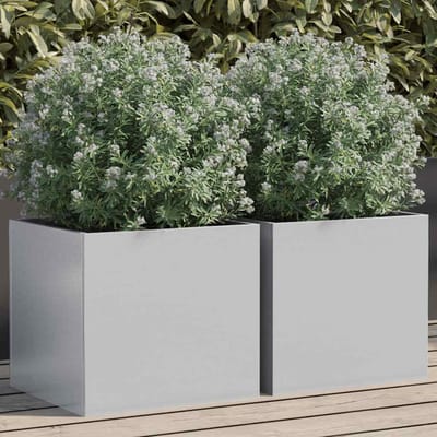 vidaXL - Plantenbakken - 2 - st - 32x30x29 - cm - gegalvaniseerd - staal - zilverkleur