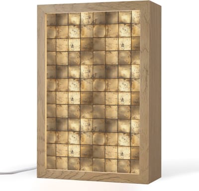 Tafellamp 20x30 cm - LED lamp - Geometrisch - Tegels - Goud - Decoratieve tafellampen - Dimbaar - Tafellampje slaapkamer - Woonkamer binnen