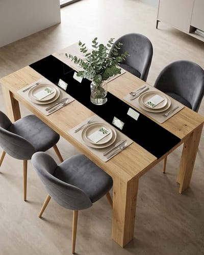 LunaNordic Luxe Eetkamerset met 4 Fluwelen Stoelen en Eettafel 110 x 70 x 75 cm Scandinavisch Design Grijs/Eikenlook voor Keuken en Eetkamer