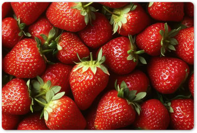 Placemats 45x30 cm - Placemat kunststof - 1 stuk - Aardbei - Fruit - Rood - Borden onderleggers - Decoratie voor op tafel - Keuken tafeldecoratie accessoires - Vinyl onderlegger - Tafelversiering