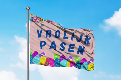 Vrolijk Pasen Vlag - 120x80cm Paasvlag