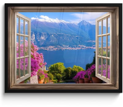 Poster in lijst - Fotolijst 70x50 cm - Posters - Doorkijk - Berg - Landschap - Uitzicht - Meer - Posterlijst zwart - Decoratie - Wanddecoratie woonkamer - Muurdecoratie slaapkamer