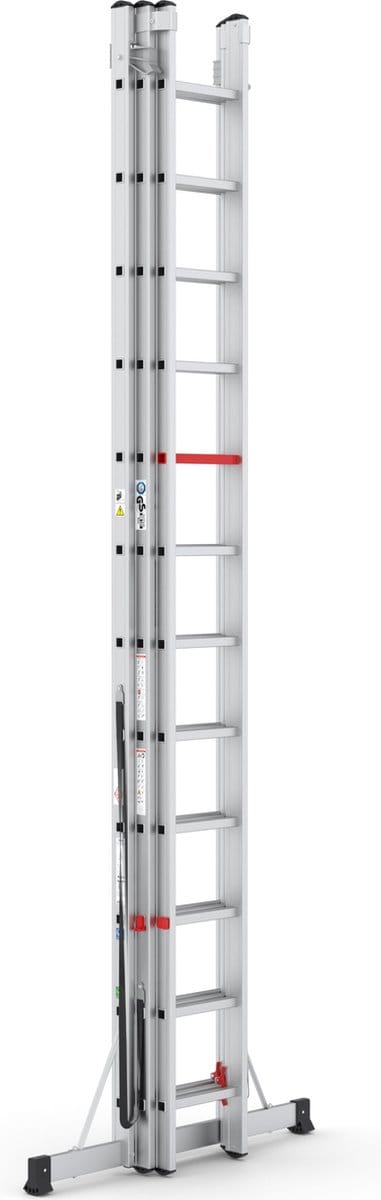 Professionele Ladder | 3-delig | 3x12 Sporten | reformladder | ladder | trapladder | schuifladder | Uitgeschoven lengte 8,58m