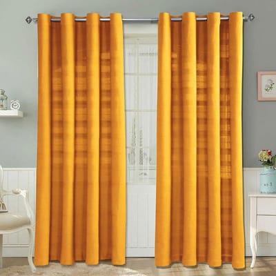 Homescapes Rajput gordijnen set van 2 van katoen, 137 x 137 cm, mosterdgeel