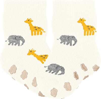 FALKE Summer Animals Noppen op de zool katoen Huissokken baby wit - maat 74-80