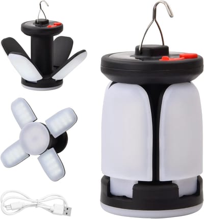 Oplaadbare Waterdichte Campinglamp met Haak - Vouwbare LED Lamp voor Tent, Wandelen, Vissen en Tuinactiviteiten met 6 Modi