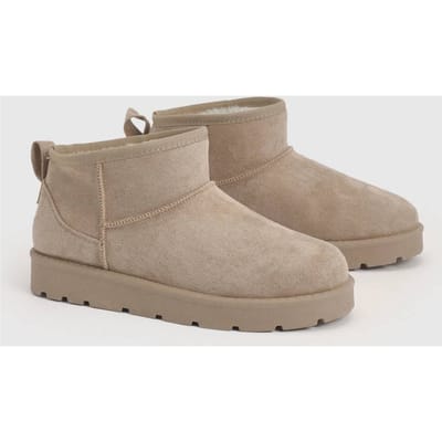 boohoo Dames Ultra Mini Kunstbont Gevoerde Laarzen | Sand | Maat: 3