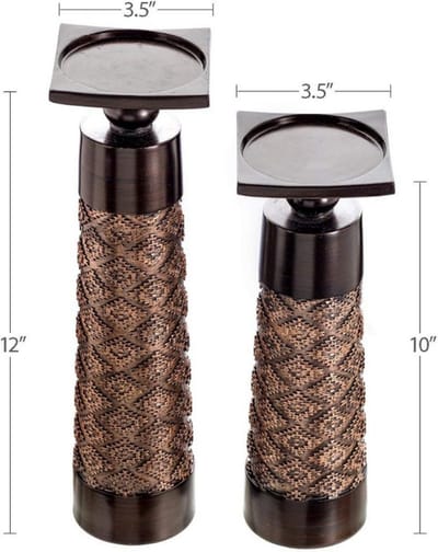Decoratieve kandelaars van Dublin, set van 2 - Zuilvormige kandelaars voor huisdecoratie, salontafel, schoorsteenmantel, tafeldecoratie, inclusief geschenkverpakking (koffiebruin)