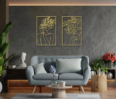 Metalen Wanddecoratie Vrouwelijk Lichaam – 3D Wandkunst – Zilver – 45 x 68 cm
