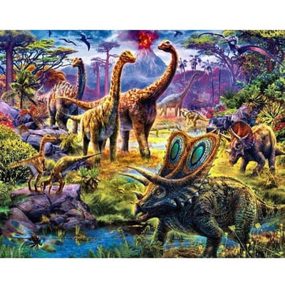 5D Diy Diamond Painting Dinosaurus Patroon Kindercadeaus Volledige ronde strass diamantborduurwerk 20X30CM