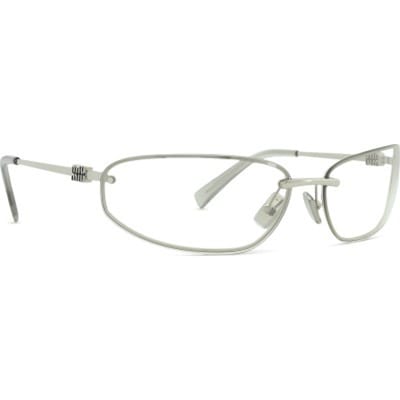 Miu Miu Metalen Rechthoekige Zonnebril Met Logo Unisex Zonnebril Zilver SMUA50_M1BC_F08H1_C_068 Eyeglass Case/Pouch+Box