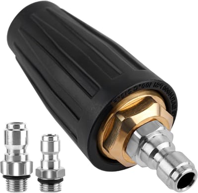 Allecto Plus - Roestvrijstalen Roterende Sproeikop voor Hogedrukreiniger - Quick Release - Auto en Buiten - 4000-5000 PSI - 4.0 GPM - Inclusief Quick Fittings