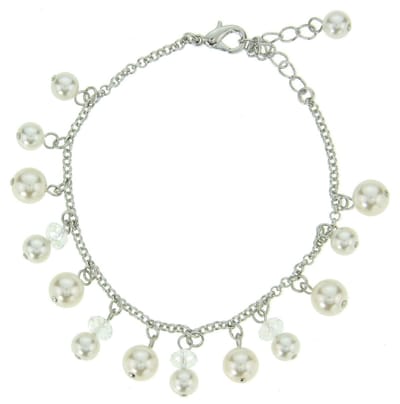 Behave - Parelarmband zilverkleur wit - Elegant detail feestlook