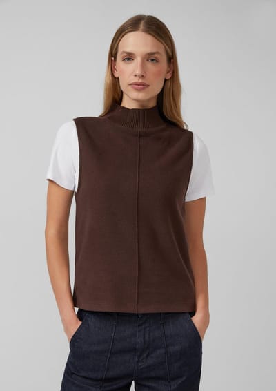 Mouwloze sweatshirt met ribgebreide hoge kraag dames s.Oliver