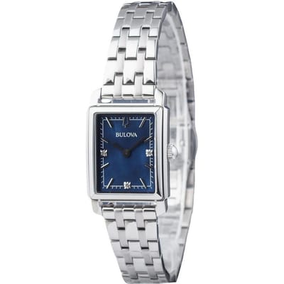 Montre Bulova Classic Sutton Diamond Accent en acier inoxydable avec cadran bleu et quartz 96P245 pour femme bleu