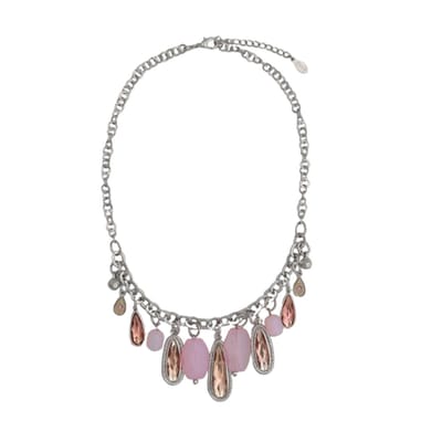 Behave - Korte ketting - Roze druppel hangers - Verstelbaar - 50 cm
