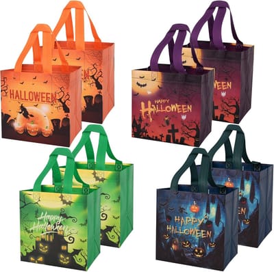 Halloween Treat Bags Set van 8 - Trick or Treat Tassen voor Kinderen - Perfect voor Snoep en Feestjes 21x20x15cm