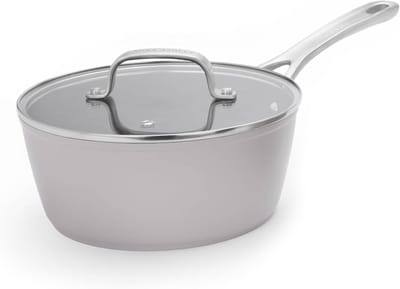 Kleine Steelpan 20 cm Met Glazen Deksel 2.6 Liter - Anti-Aanbak Pan voor Alle Warmtebronnen en Inductie
