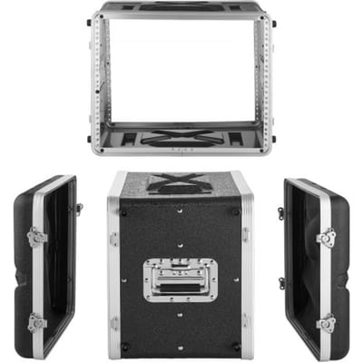 VEVOR 8U rackbehuizing, 310 mm diep; serverkastbehuizing, 290 mm interne diepte; gemaakt van ABS-kunststof; verzonken draaisluitingen; verwijderbare voor- en achterpanelen; voor versterkers, processors en controllers.