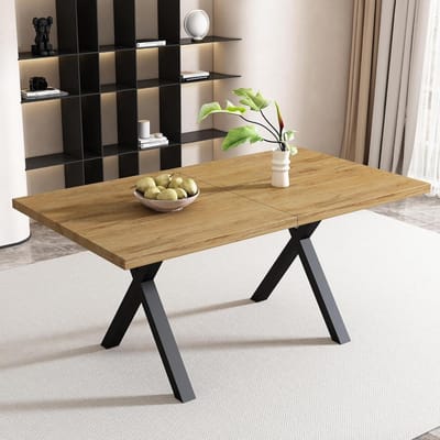 Eettafel Rechthoekig - Keukentafel modern - Gezellig eten - Kruispoot design - 140 x 80 cm - Eiken zwart